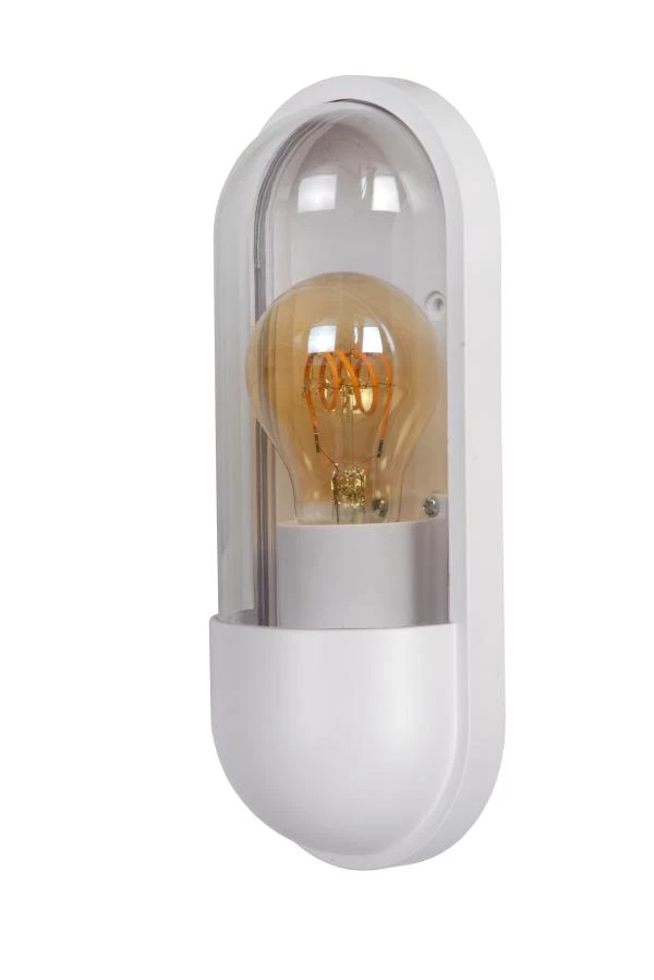 Lucide CAPSULE - Lámpara de pared Dentro/Fuera - 1xE27 - IP54 - Blanco - UIT